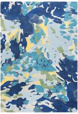 Rizzy Home Connie Post Colorful Blue and Green Abstract Wool Rug