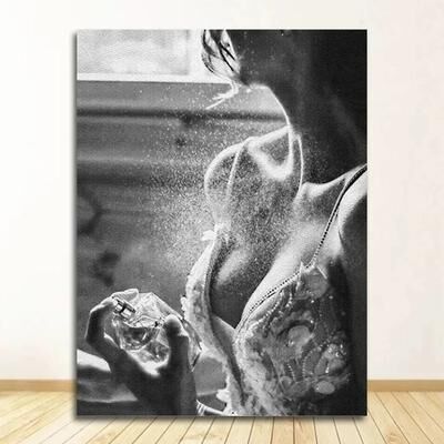 Uplift Essentials Vintage Fashion Perfume Poster Elegant Woman & Fragrance Prints Chic Canvas Wall Art For Home & Room Decor style 5 16x24 In