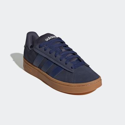 Sneaker ADIDAS SPORTSWEAR "GRAND COURT ALPHA", Herren, Gr. 45, shadow navy, schwarz lila, gum10, Leder, Synthetik, Schuhe Sneaker, Design inspiriert vom adidas Campus 00