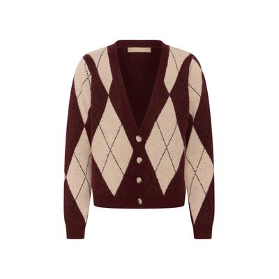 Strickjacke CULTURE "Culture DK Strickjacke CUargyle", Damen, Gr. L, braun (burgundy argyle), Strickjacken Strickjacke
