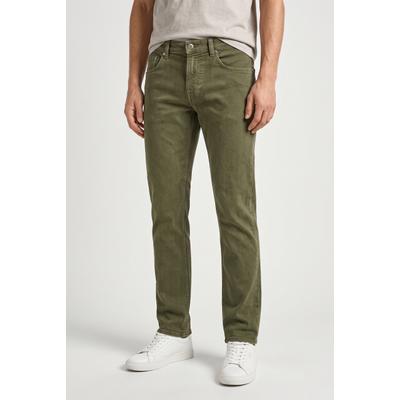 Straight-Jeans PEPE JEANS "CASH", Herren, Gr. 31, Länge 34, grün (marsh grün), Denim/Jeans, Obermaterial: 99% Baumwolle, 1% Elasthan, unifarben, normal lang, Jeans Straight-Jeans, Regular Waist