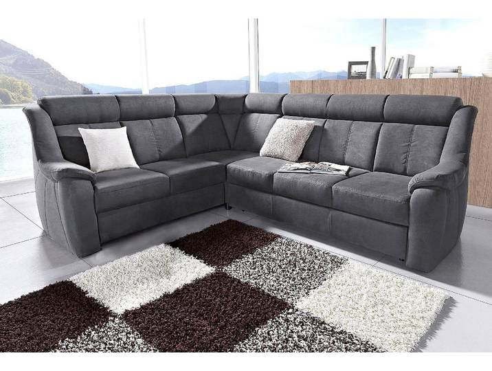 Ecksofa, Luxus-Microfaser Altara Nubuck, Dunkelgrau, 261×211 cm, Mit Relaxfunktion, sit&more