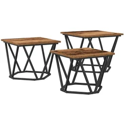 vidaXL Couchtisch 3 pcs Altholz Ingenieure Holz und Stahl