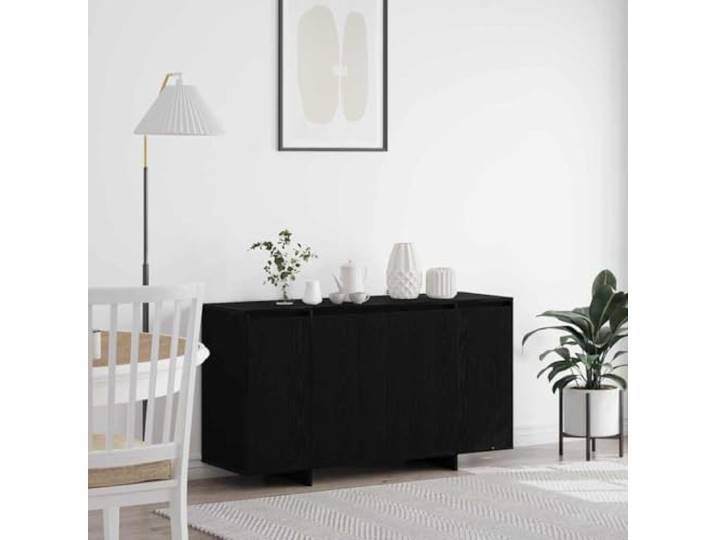 Jkghdrt Sideboard Schwarz Eichen-Optik 135 x 41 x 75 cm Holzwerkstoff Stabile Regale, rechteckige Form, glatte Oberfläche, moderne Optik, viel Stauraum