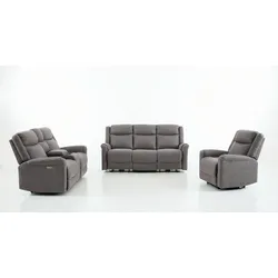 Happy Home 3tlg. Elektrisches Relaxsofa-Set - Grau