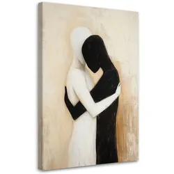 LEINWANDBILD Verliebtes Paar auf beigem Hintergrund 40x60cm