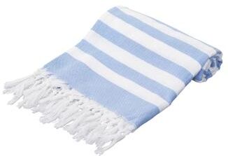 "Porch & Den Kelsi Striped Cotton Fringed Oversized Turkish Beach Towel - 40""x70"""