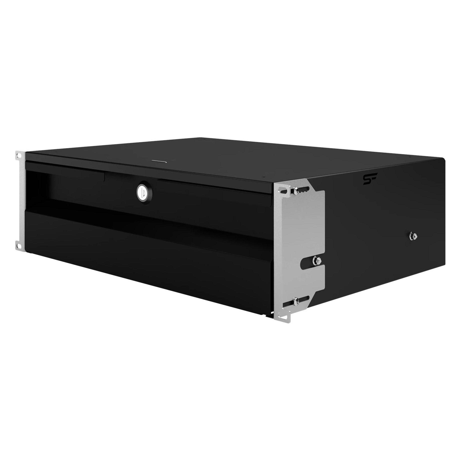 Stalflex Szuflada z zamkiem do szafy RACK 19 3U 320mm czarna na narzędzia, sprzęt i dokumenty (RD19-3U-320B)