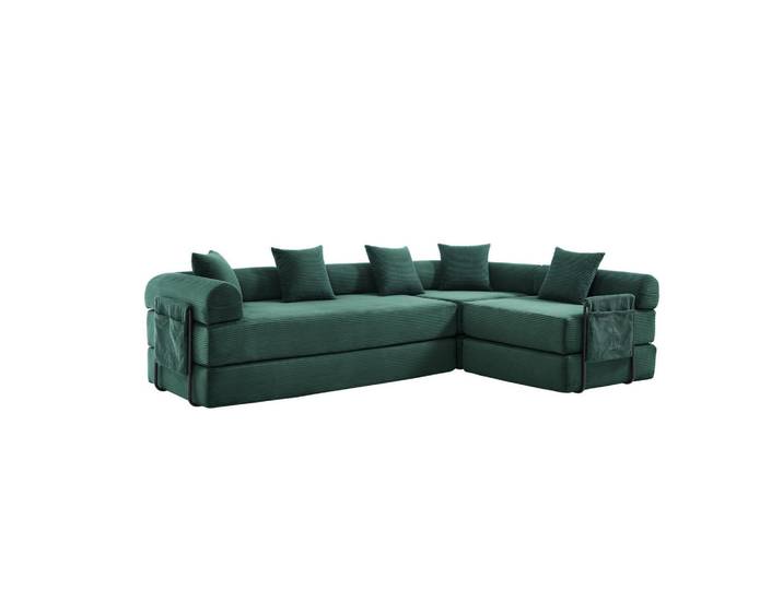 ComfortXL Ecksofa De-33695 mit Vakuumverpackung Smaragdgrün, Grün, 270x180 cm, Wohnzimmer, Sofas & Couches, Wohnlandschaften, Ecksofas