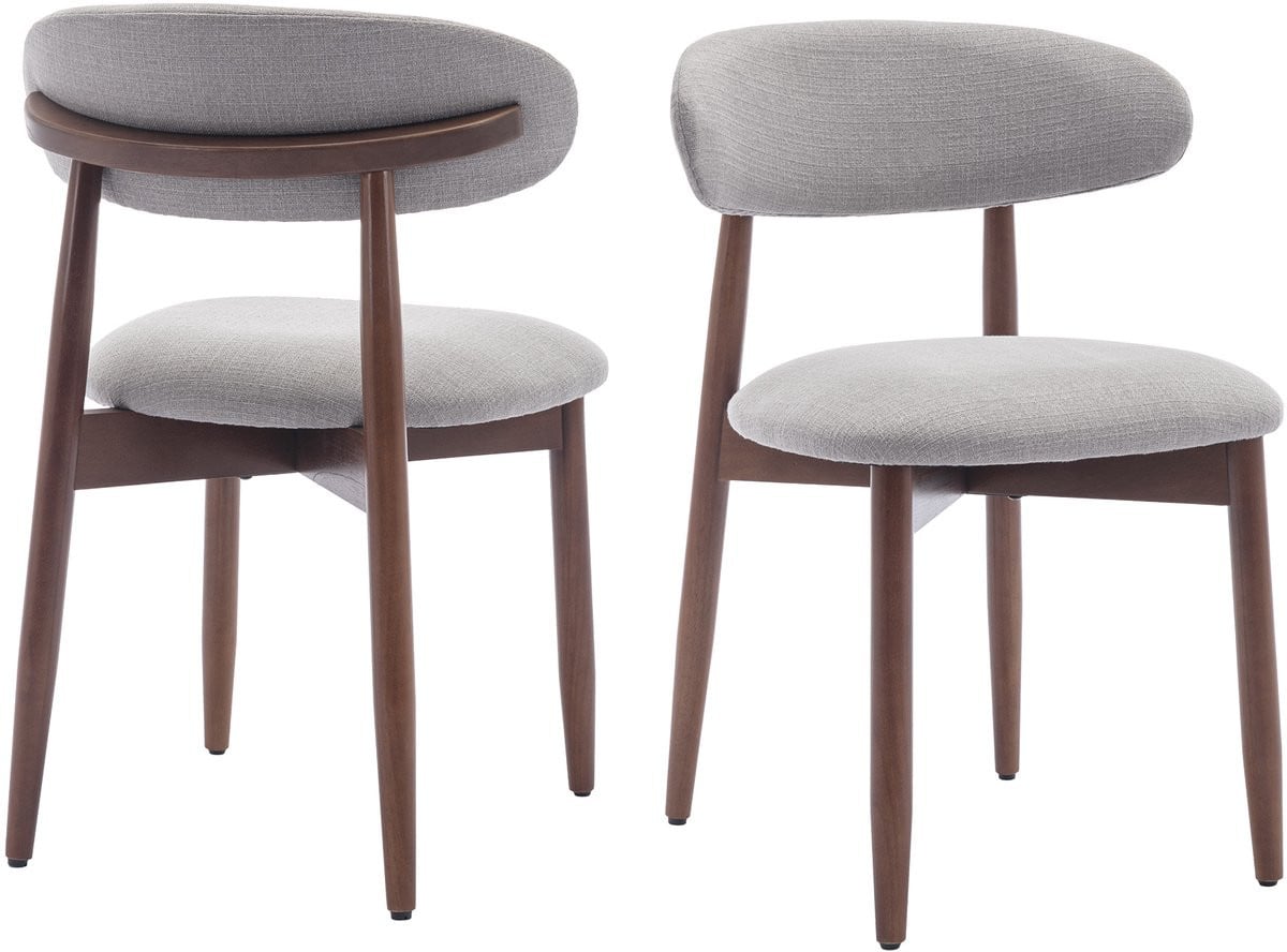 COLAMY Set van 2 Houten Eetkamerstoelen - Moderne Stoffen Keukenstoelen - Lichtgrijs