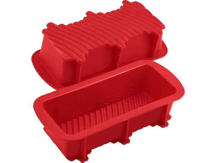 Brotbackform 2-teiliges Set Silikon Rot, Kunststoff, 11x7x27 cm, Backen & Backzubehör, Backformen, Kastenformen