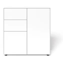 Container mit 2 Türen und Schubladen Connect MDF weiß matt lackiert H 102 cm 100x102x48