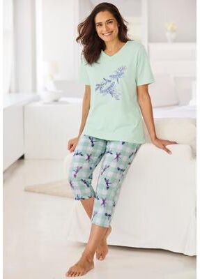 Plus Size Women's Capri Pajamas by Only Necessities in Mint Dragonfly (Size 2X)