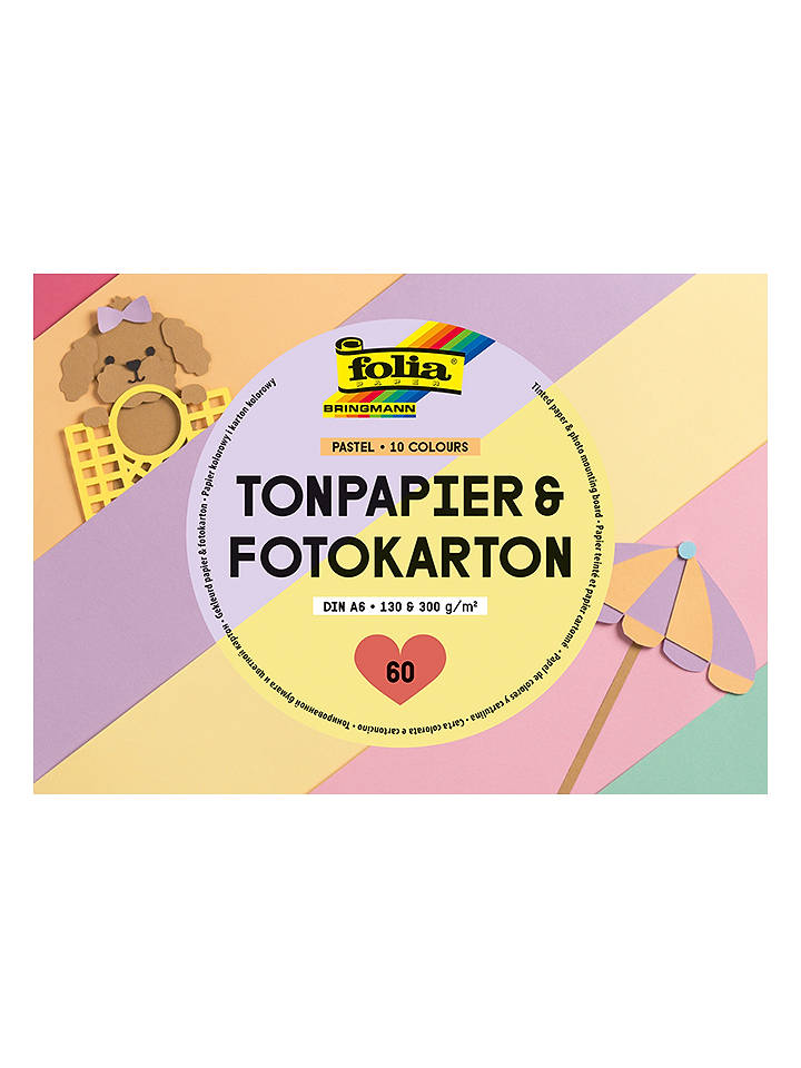 folia PAPER Tonpapier- und Fotokarton-Block "Pastel" - A6 - ab 4 Jahren - onesize