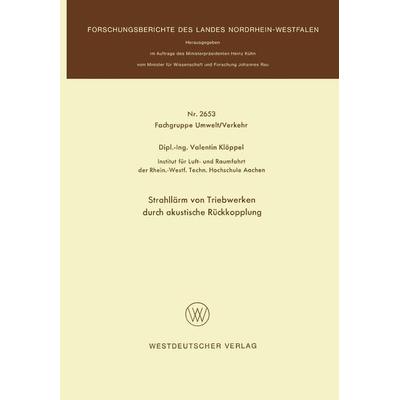 Strahllärm von Triebwerken durch akustische Rückkopplung, Taschenbuch von Valentin Klöppel, VS Verlag für Sozialwissenschaften, 978-3-531-02653-4