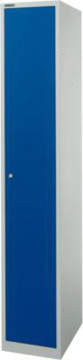 Schäfer Shop Select Garderobenschrank, 1 Abteil B 350 mm, 2 Fächer, Hutboden & Kleiderstange, abschließbar, lichtgrau/enzianblau