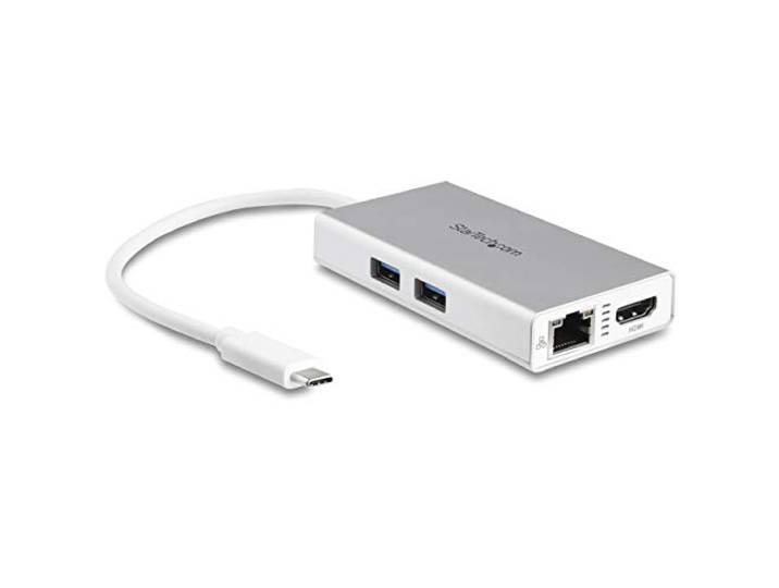 StarTech 4-in-1 USB-C Travel Dock, 4K HDMI, 60W PD, GbE, 2-Port USB-A, Wit