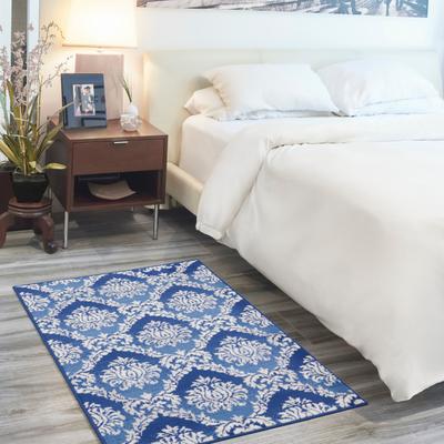 Nourison Whimsicle Boho French Country Floral Blue Ivory Area Rug
