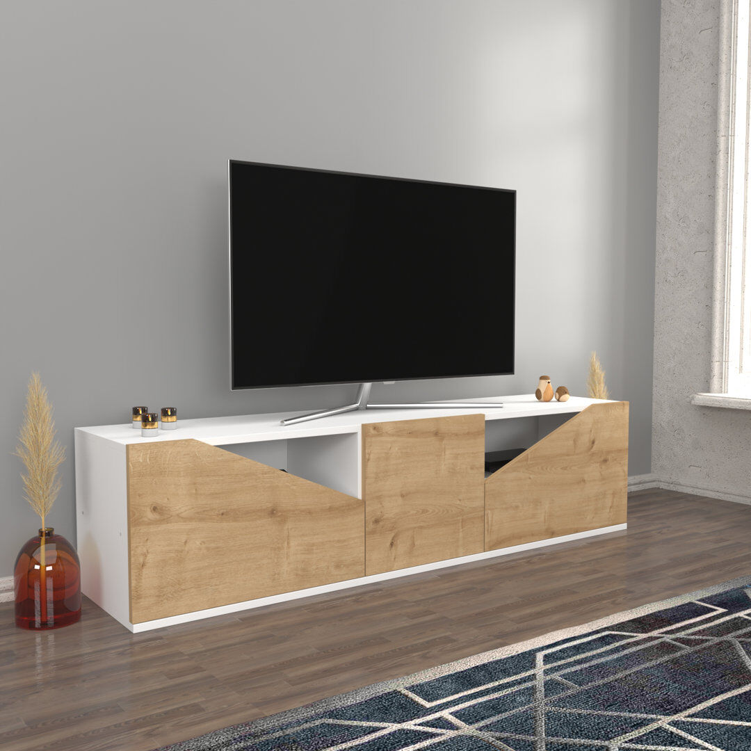 Latitude Run Hueck TV Stand for TVs up to 70" White/Sapphire Oak 70"
