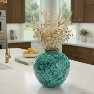 Storied Home Decorative Terra-cotta Vase with Transferware Pattern