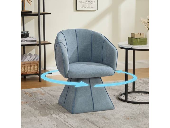 Chaise pivotante individuelle en tissu de Chenille Bleu Pour chambre Adaptée aux adultes et aux adolescents