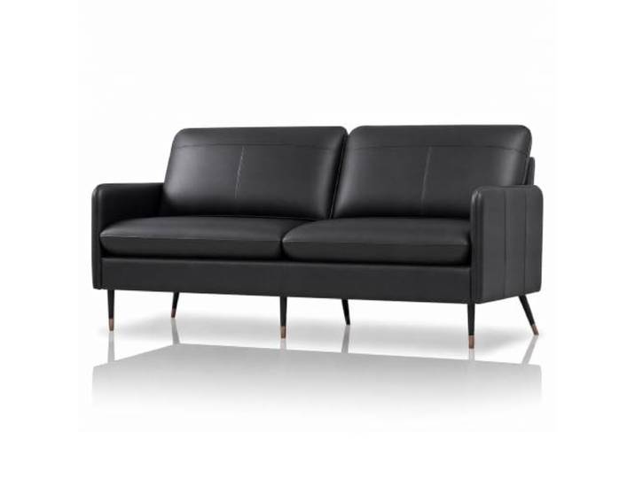 3-Sitzer Ledersofa aus echtem Rindsleder, 200 x 78 x 85 cm, Schwarz, Retro Geschmeidiges Rindsleder und sanfte Konturen für Wohnzimmer, Büro & Lounge