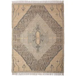 NATURTEPPICH handgewebt BERMEO, im Vintage-Stil, Natur, 140 x 200 cm