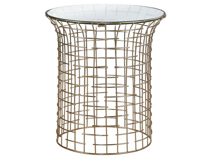 Womo-Design Beistelltisch rund Ø40x45 cm mit Eisengestell Gold und Glasplatte, Goldfarben, Rund, 40x45x40 cm, Wohnzimmer, Wohnzimmertische, Beistelltische
