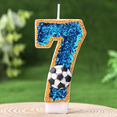 Uplift Treasures Soccer Number Birthday Cake Candle Green Glitter Design 7
