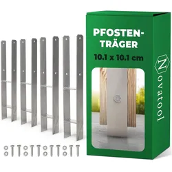 Novatool, Zaunpfosten + Pfähle, 4x Einschlagbodenhülsen-Set H-Form 101x101x600 mm, Bodenhülse Sonnenschirm Pfostenträger