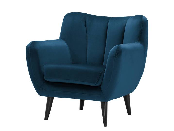 Fauteuil Polva I Bleu/Bleu marine Velours Ravi 84 x 82 x 81cm