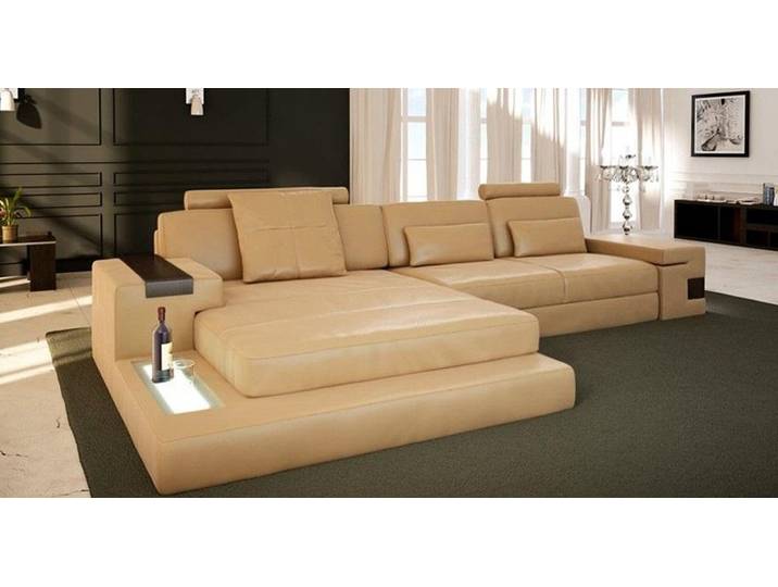 Xlmoebel Ecksofa Ecksofa in L-Form mit USB-Anschluss in Leder- und Textiloptik, Ecksofa in L-Form, Hergestellt in Europa