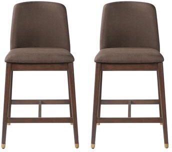 Kodotan sofa Clara Indoor Wooden Upholstered Counter stool, Walnut Finish with Taupe Cushion, Set of 2
