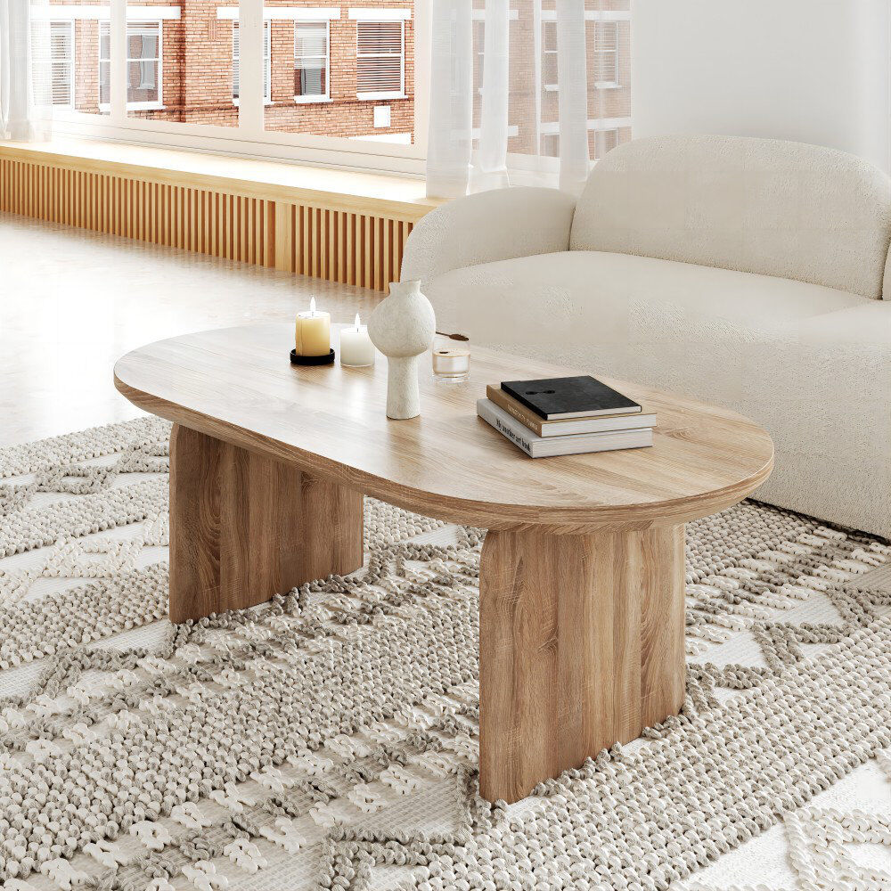 Dreams Living Ltd Belluno Oval 60cm L x 120cm W Coffee Table Oak Wood 42cm H X 60cm W X 120cm D
