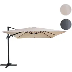 Gastronomie-Ampelschirm HWC-A96, 3x4m (Ø5m) schwenkbar, Polyester/Alu 26kg ~ creme ohne Ständer