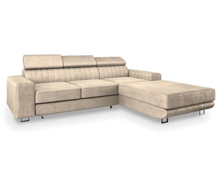 Masseno Ecksofa NOTO R-S mit Schlaffunktion L-Form, Sofa mit Bettkasten, Wohnzimmersofa, Couch, Soffa, Bettsofa, Couchgarnitur- Creme, Monolith 04