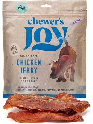 Chewer's Joy 55622 Chicken Jerky Natural Dog Chew Treats, 1-lb Bag