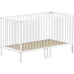 BABYBETT Kara-lynn 144x84x76 aus Massivholz in Buche Weiß