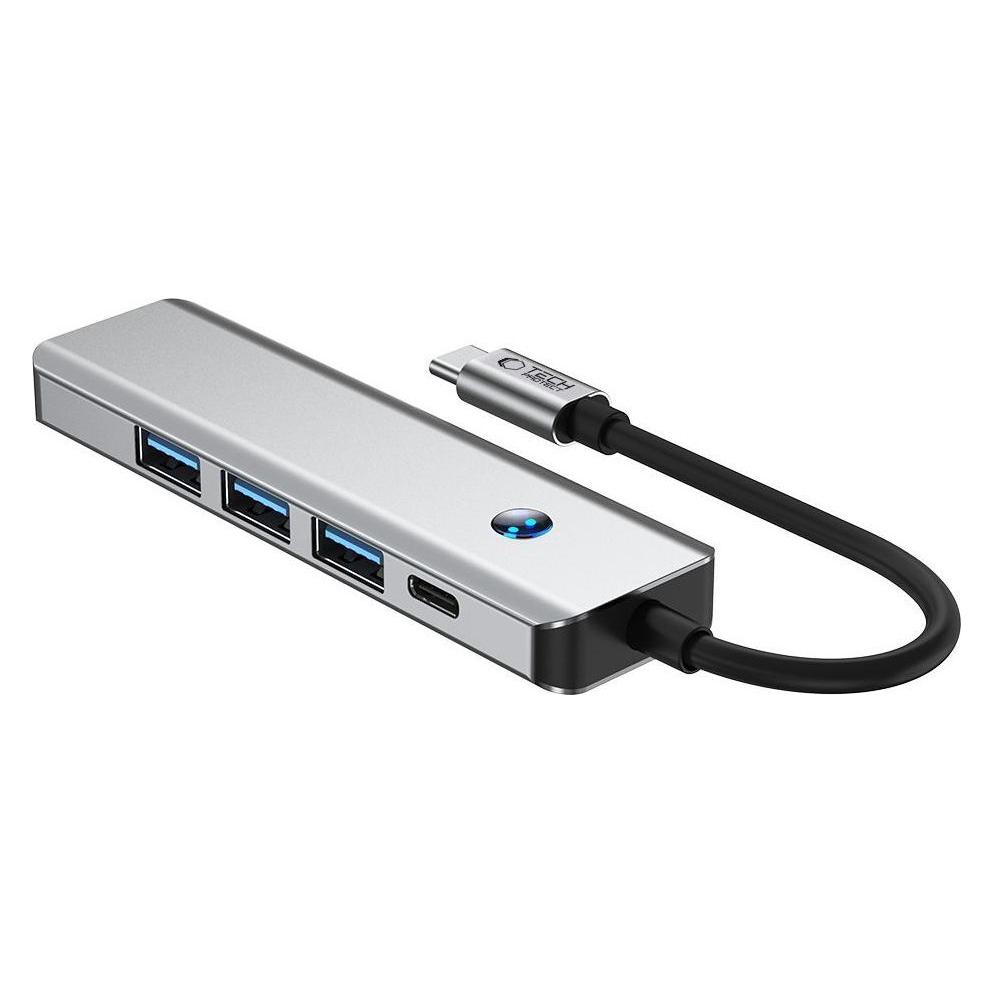 Tech-Protect HB01 HUB Adapter 5in1 USB-C + USB3.0 + HDMI 4K 60Hz + PD100W - gray (USB-C, 5 Ports) (27298-0)