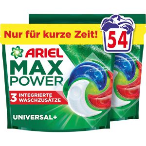Ariel Waschmittel Max Power All-in-1 Vollwaschmittel, Pods, Universal+, 2,18 kg, Waschladungen 54