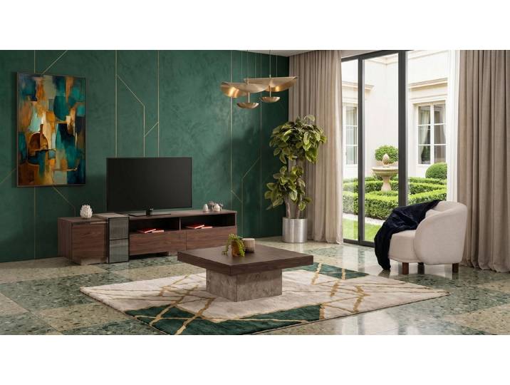 Xlmoebel Wohnzimmer-Set Braunes TV-Set TV-Lowboard Couchtisch Wohnzimmer modern, (2-St., 2-tlg)