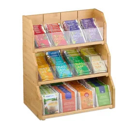 Relaxdays Tee-Organizer, Tee Zubehör, Braun, Transparent