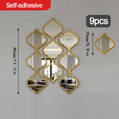 Fusion Finds Moroccan Acrylic Wall Mirror Peel And Stick Decorative Mirror Set For Bathroom, Hallway & Living Room 9pcs