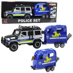 Polizei-Geländewagen mit Pferdeanhänger, Lichtern und Geräuschen