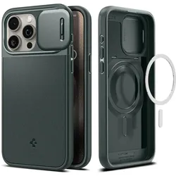 Spigen Optik Armor (MagFit) (Apple iPhone 15 Pro Max), Smartphone Hülle, Grün