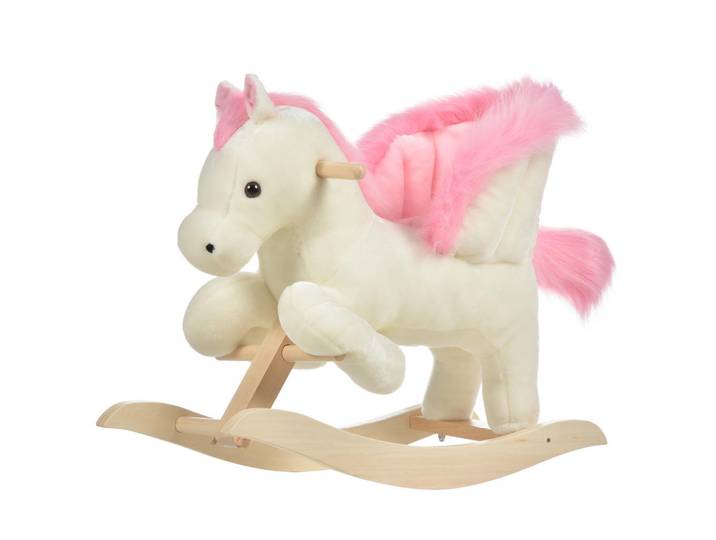 Homcom Kinder Schaukelpferd Baby Schaukeltier Spielzeug Pferd für 18-36 Monate Weiß, Holz, 28x57x70 cm, Spielzeug, Sonstiges Spielzeug