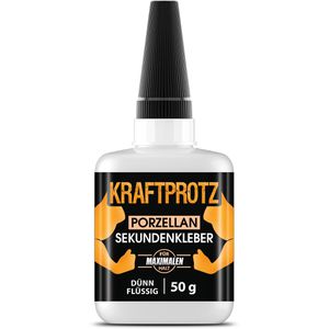 Kraftprotz Sekundenkleber Keramik & Porzellan, KPDFK50, flüssig, extra stark, wasserfest, 50g