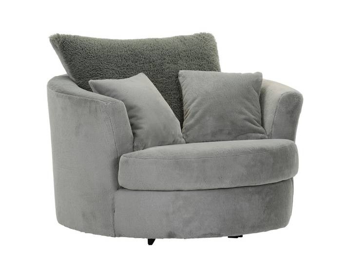 Ambia Home Sessel, Salbeigrün, Metall, Füllung: Polyester, Schaumstoffflocken,Polyester, Schaumstoffflocken, 115x72x115 cm, Stoffauswahl, Sitzfläche 360° drehbar, Wohnzimmer, Sessel, Sonstige Sessel
