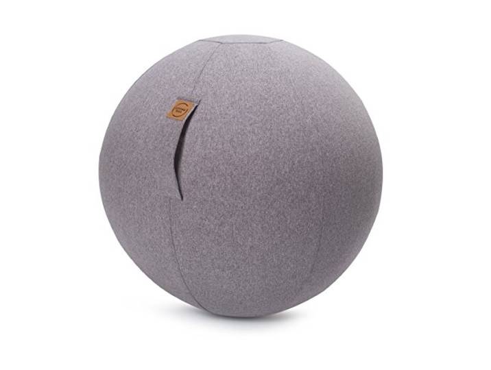Sitting Ball Felt Sitzball mit Filzimitat, Gymnastikball mit Stoffbezug, Fitnessball mit Filzhülle, Yogaball, ca. 65 ⌀, bei 30° waschbar, grau