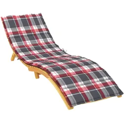 vidaXL Sonnenliegen-Auflage Rot Karomuster 200x50x4 cm Stoff